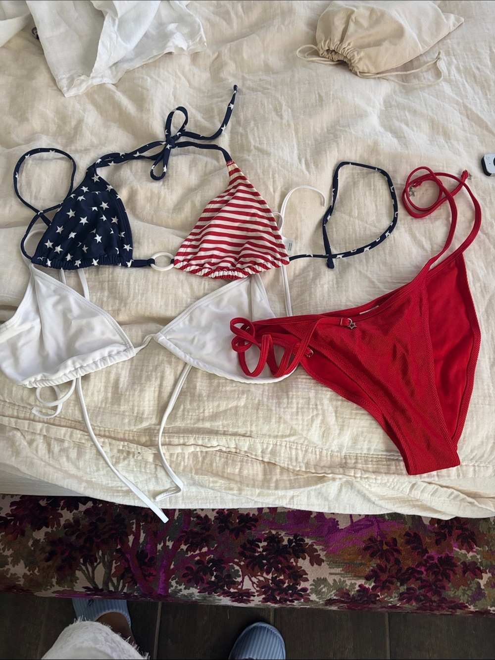 Women's Red & White Triangle Bikini Set - wild fable